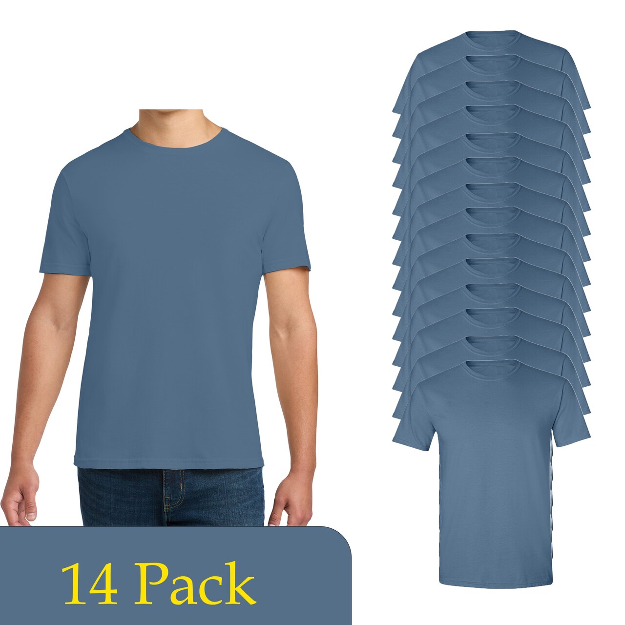 Gildan Men's Softstyle Bulk T-Shirt Pack for Custom Printing & Crafting, Indigo Blue (2-14 Pack)